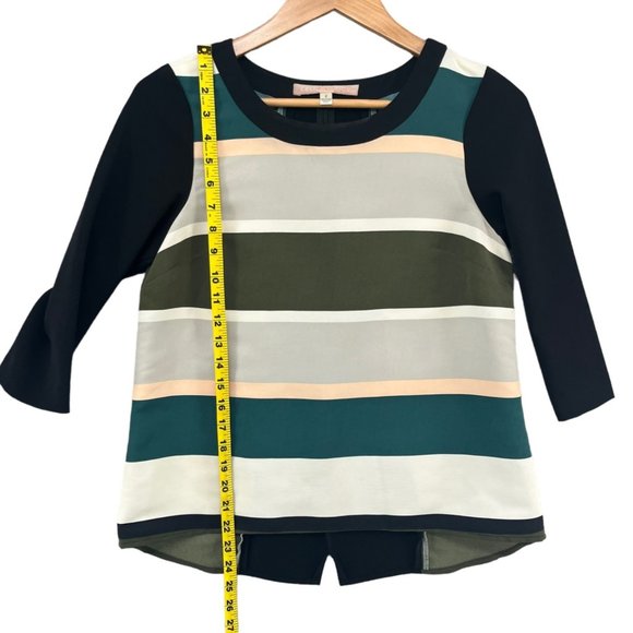 Anthropologie Troubadour Blouse Womens Multicolor Stripe 3/4 Sleeve Top Size 2 - Picture 7 of 10
